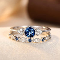 Fiorevia™ - Anello Halo in Argento e Zaffiro