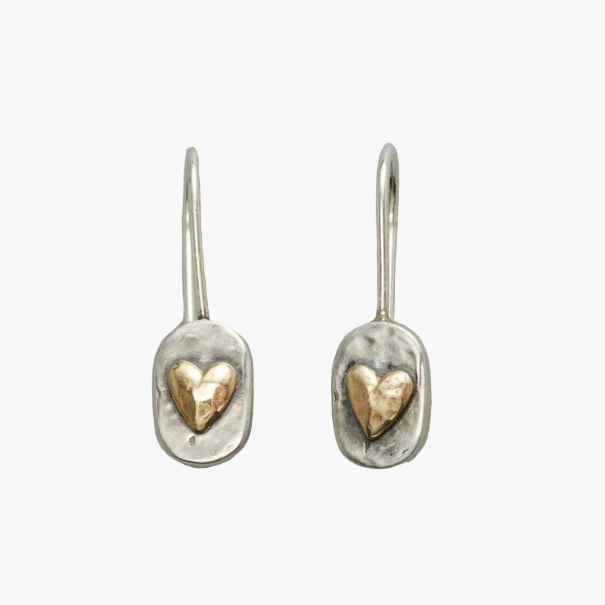 Orecchini vintage a forma di cuore con dettagli in oro
