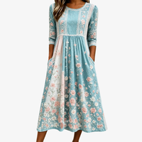 Palazzo Luna™ - Vestito Midi con Patchwork Floreale Primaverile