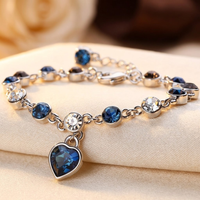 Bellavina™ - Bracciale in Argento con Cuore di Zaffiro a Catena