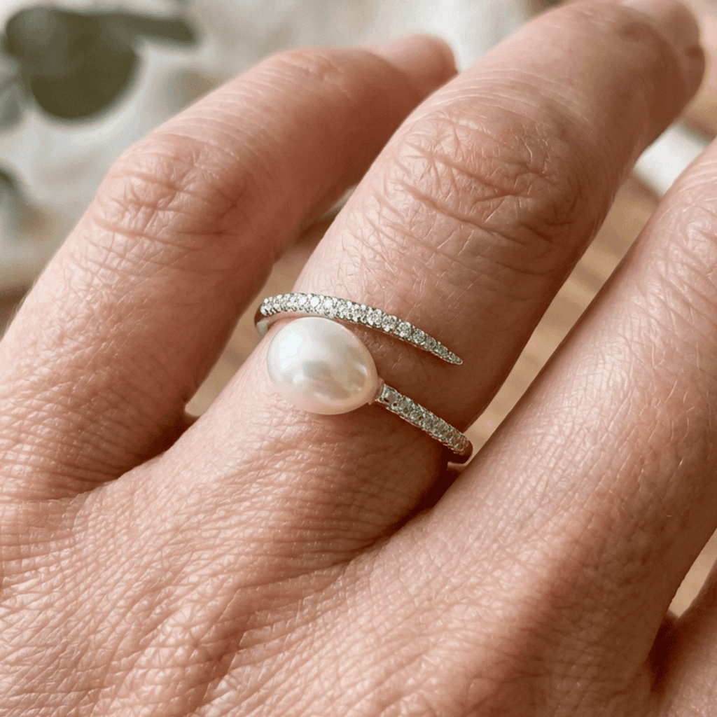 Anello Aperto a Bracciale con Perla
