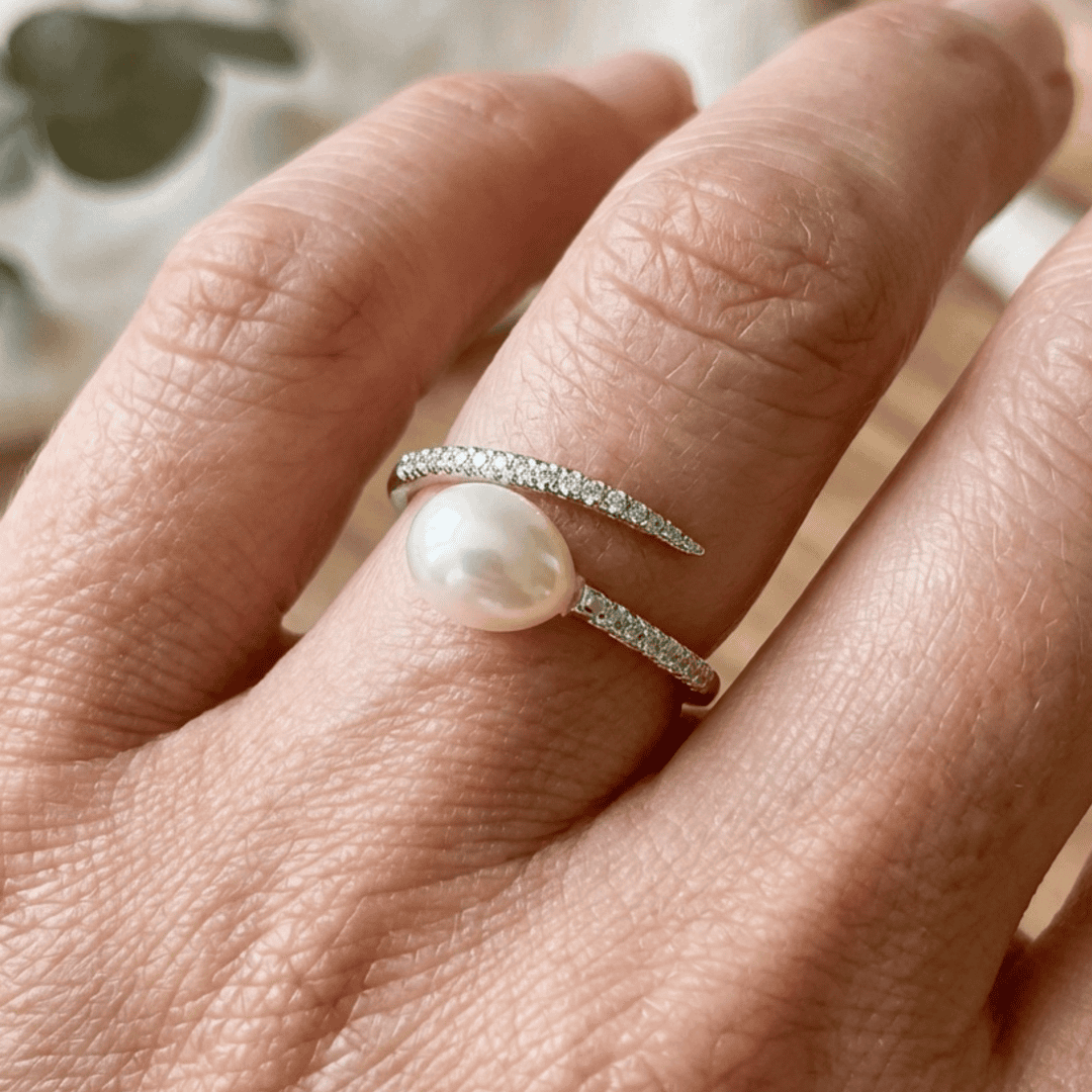 Anello Aperto a Bracciale con Perla