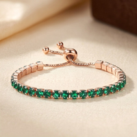 Floravelle™ -Bracciale Tennis Regolabile in Oro con Smeraldi