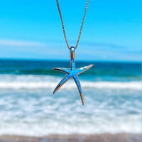 Collana in Opale Blu e Stella Marina in Argento
