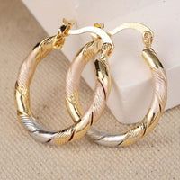 Orecchini Vintage a Cerchio in Oro, Argento e Rosa
