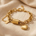 Bracciale con Link a Cuore Dorato
