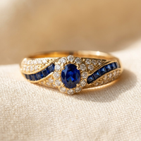 Celestria™ - Oro e Zaffiro Anello Elegante