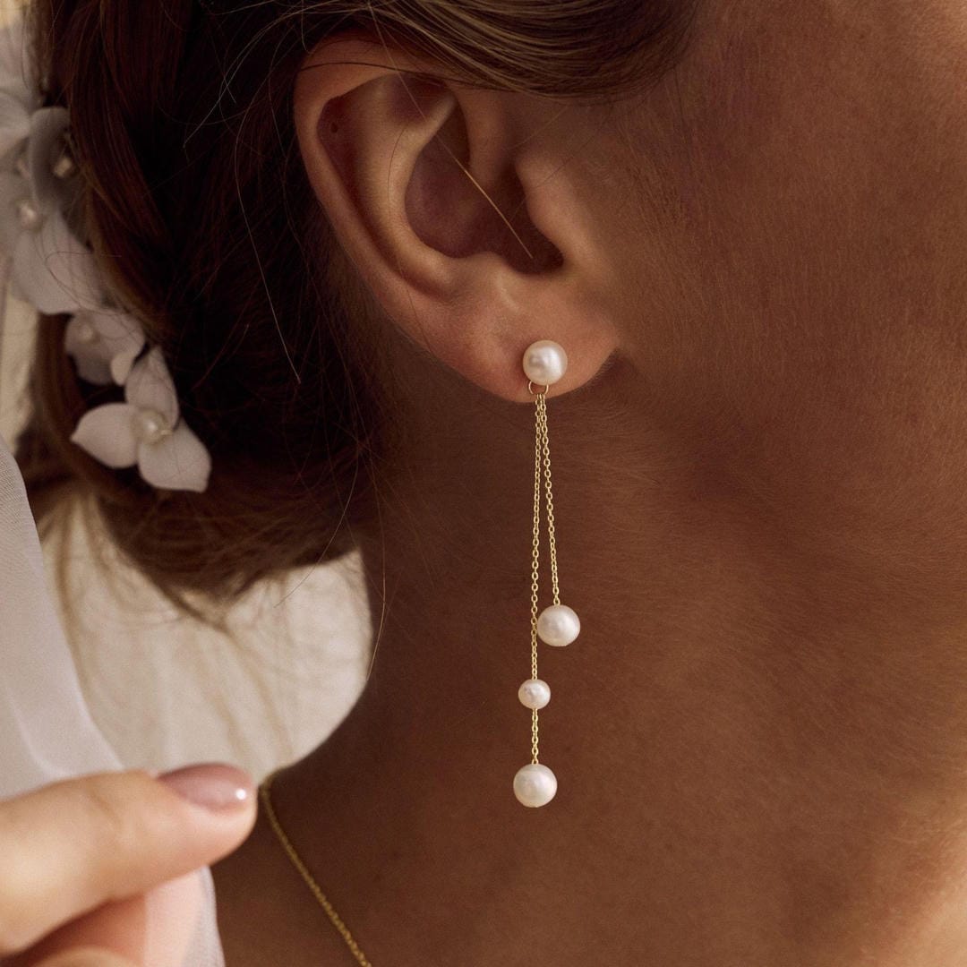 Orecchini a pendente Trio con Perle