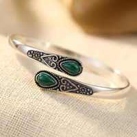Sorellia™ - Bracciale Retrò in Argento con Smeraldo
