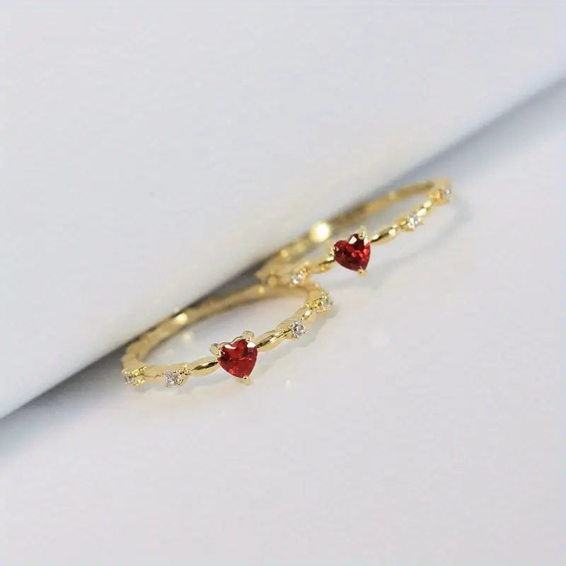 Anello Cuore Oro Rubino