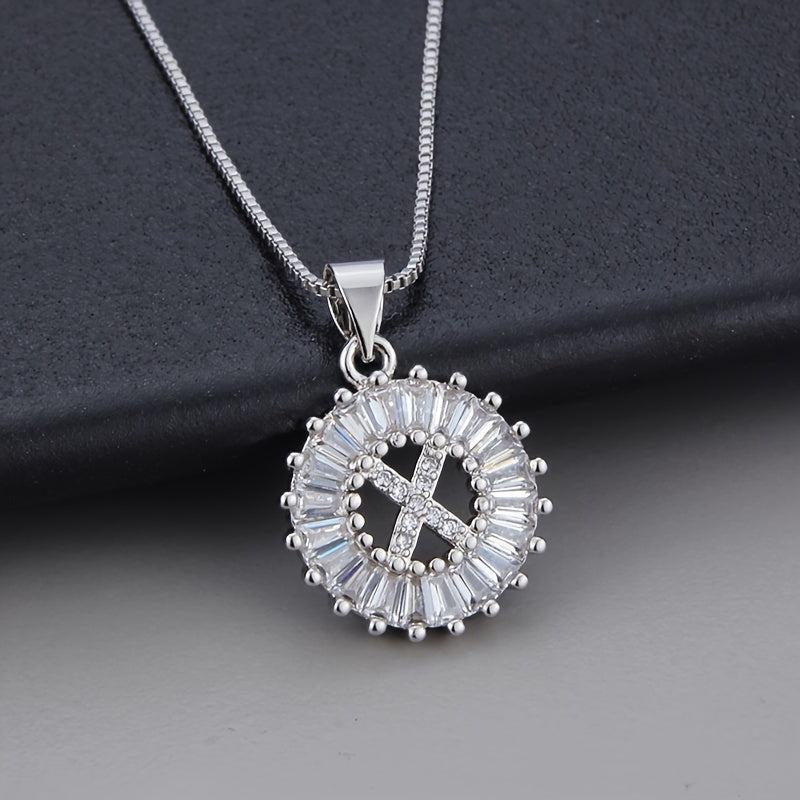Collana in oro bianco con iniziale "Z" e zirconi