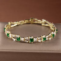 Bracciale Tennis Verde con Maglie Dorate