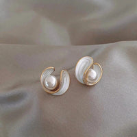 Orecchini di Opale Bianco di Lusso con Perle in Oro