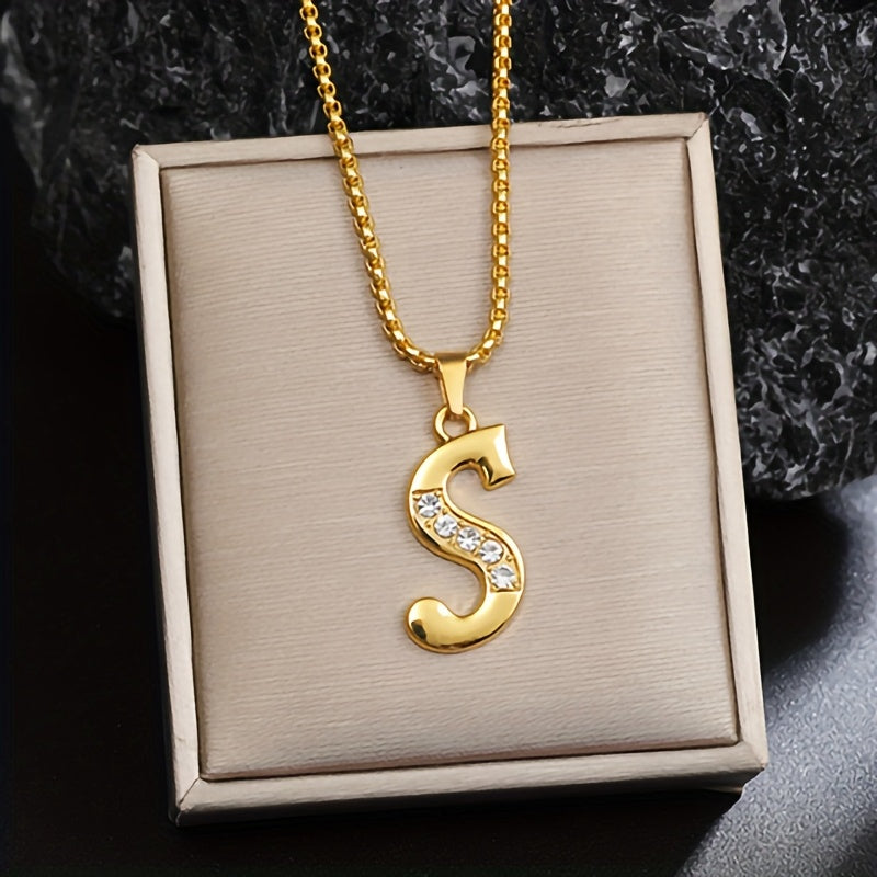 Collana con Iniziale in Cristallo | Oro