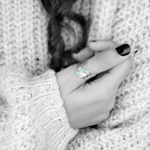 Anello a fascia dichiarativa in turchese vintage bohemien