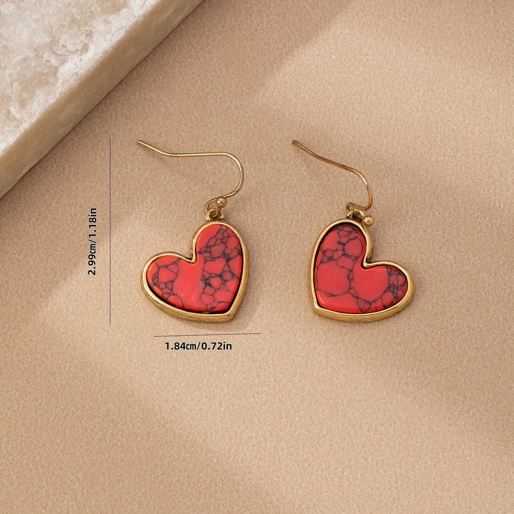 Orecchini a cuore in turchese naturale minimalisti bohemien