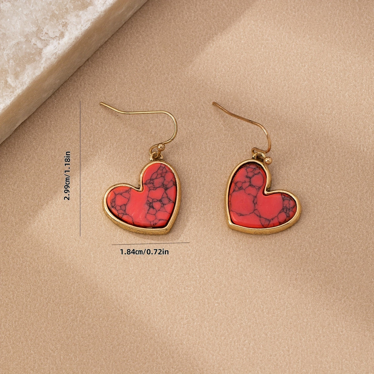 Orecchini a cuore in turchese naturale minimalisti bohemien