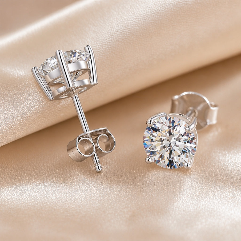 Orecchini con Placcatura in Oro Bianco e Zirconia Cubica