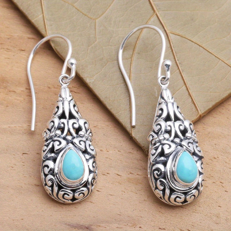Orecchini a goccia in filigrana turchese vintage boho