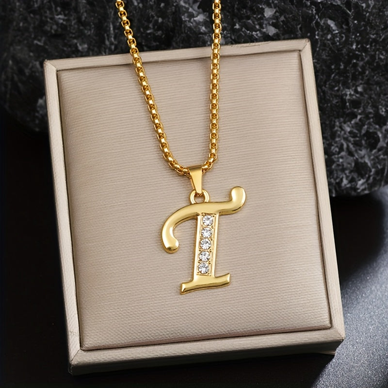 Collana con Iniziale in Cristallo | Oro