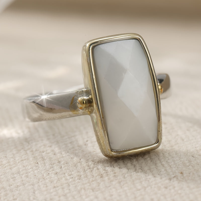 Anello in Pietra di Luna Geometrico Boho