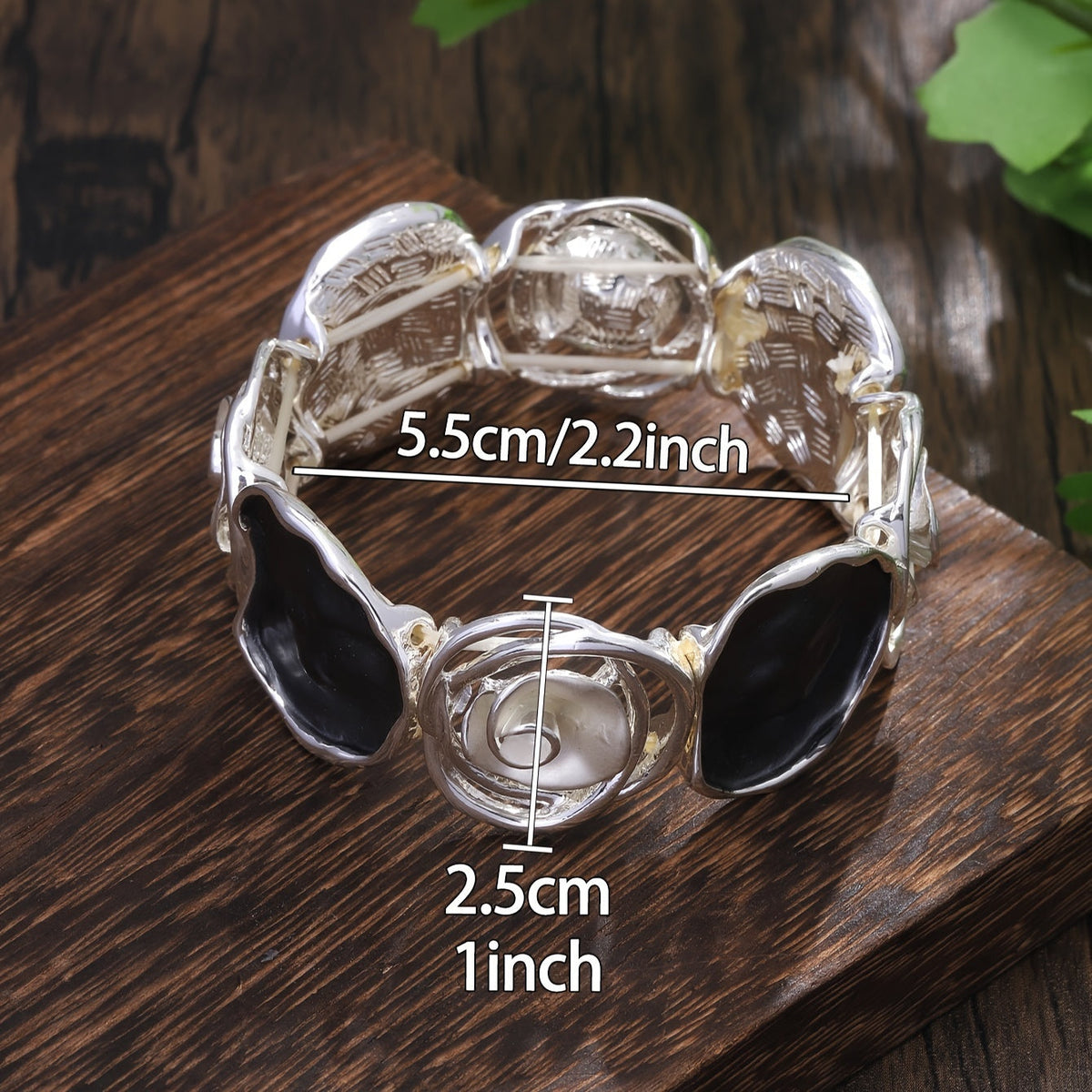 Bracciale Elastico Geometrico a Cuffia con Fiore Rotondo Bohemien