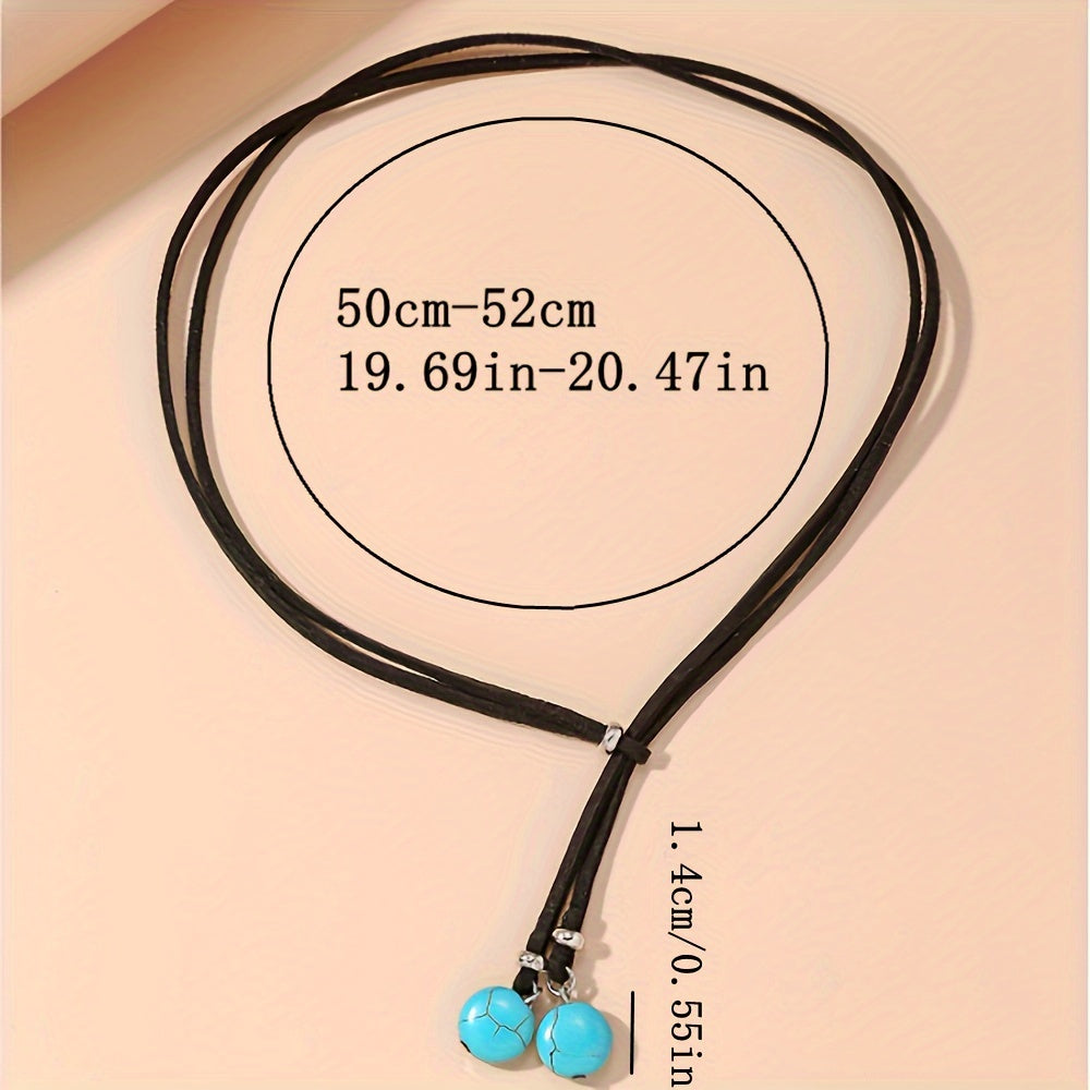 Collana Choker Regolabile Minimalista in Perline Turchesi