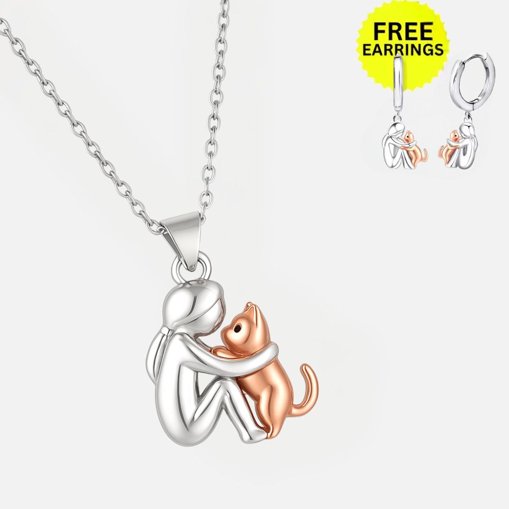 Collana con Pendente a Forma di Gatto con Orecchini in Omaggio – Offerta a Tempo Limitato