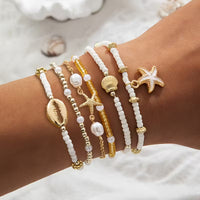 Set di 6 Bracciali in Oro e Perle