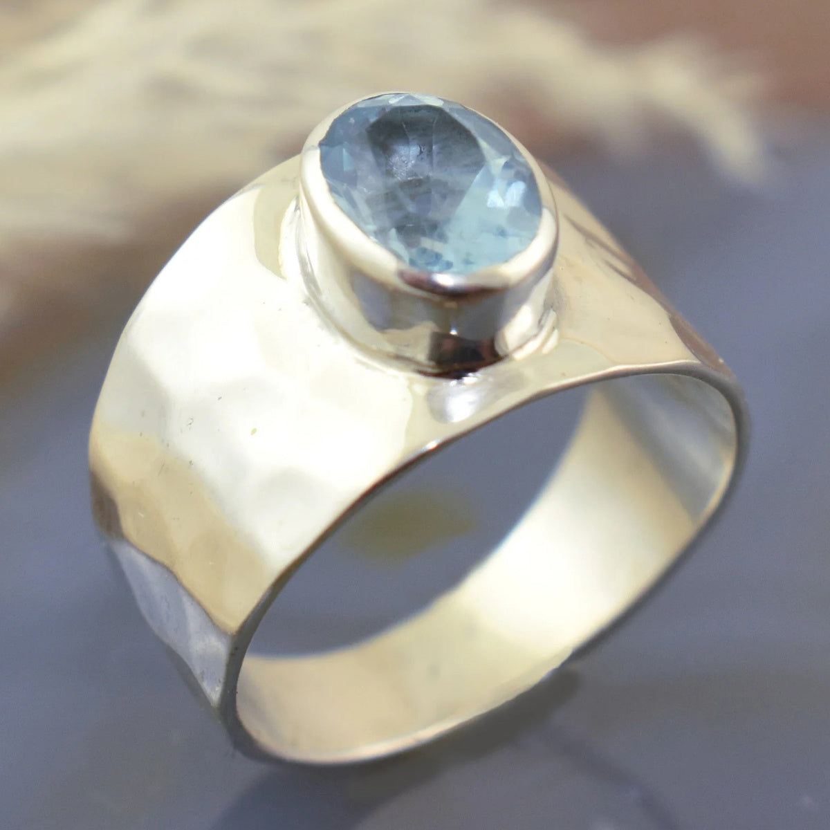 Anello in Zircone Blu Chiaro Vintage Bohemien Martellato