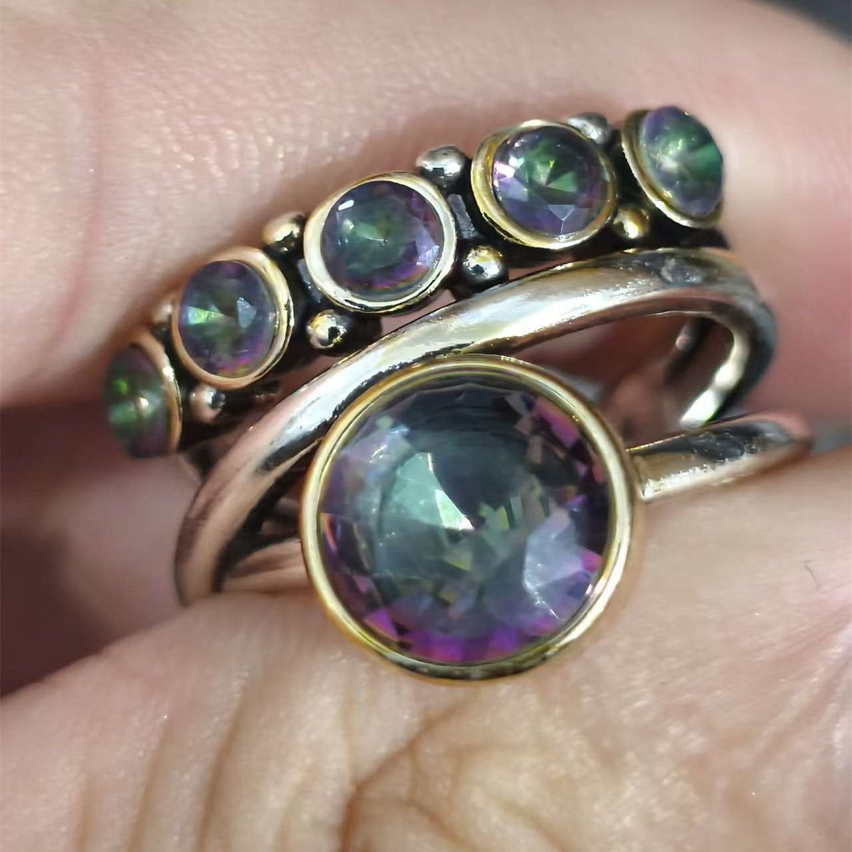 Anello in zirconia cubica artistica in stile bohemien