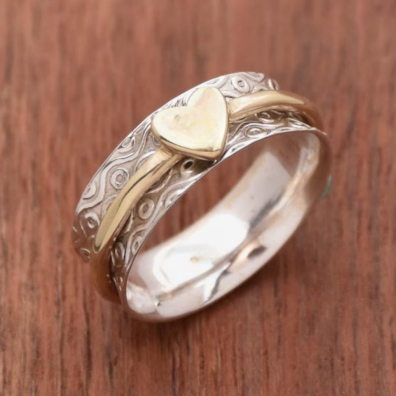 Anello Spinner a Cuore Bi-tono Bohemien