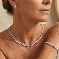 Splendido Set Completo di Zirconia Cubica Rotonda Trasparente per Sposa