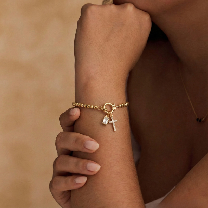 Immacolata™ - Bracciale Croce con Pietra del Mese