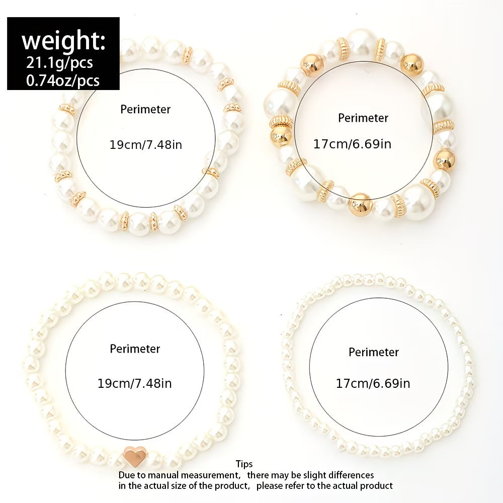 Set di Braccialetti a Strati di Perle da 4