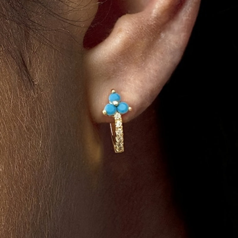 Orecchini a Cerchio in Zirconia Blu Retro Bohemien