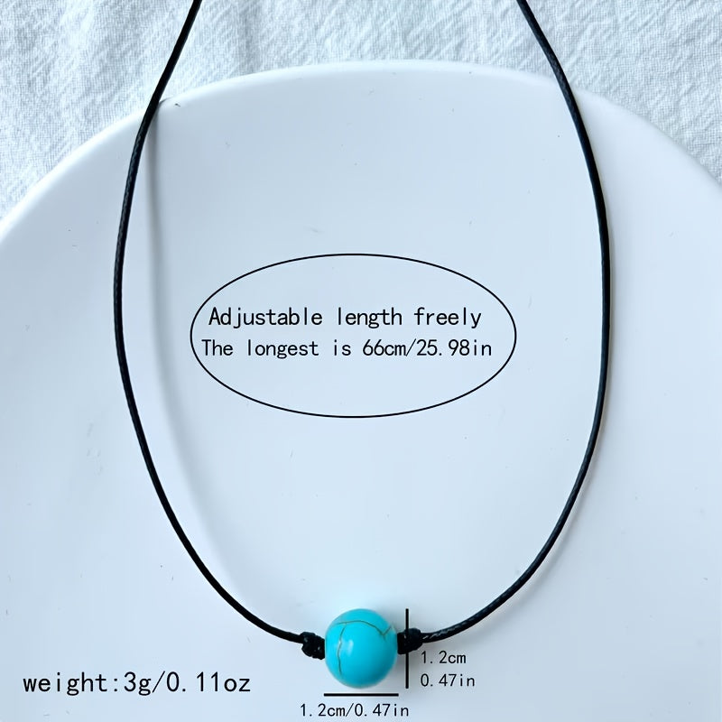 Collana Regolabile con Perle di Pietra Turchese Bohemien