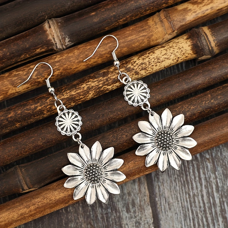 Orecchini a Goccia Vintage Bohemien con Girasole