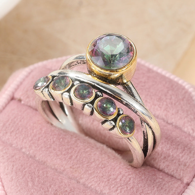 Anello in zirconia cubica artistica in stile bohemien
