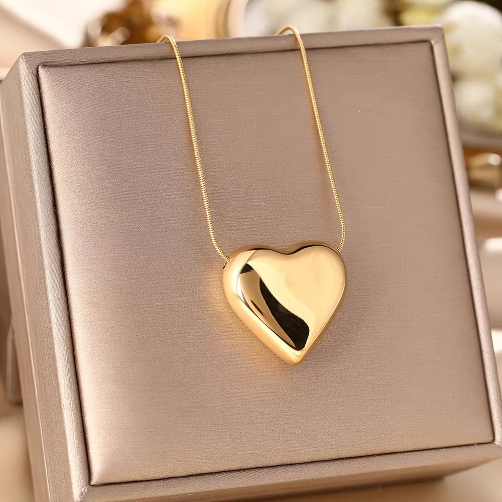Collana Eternity con Ciondolo Cuore Puff in Oro Bianco