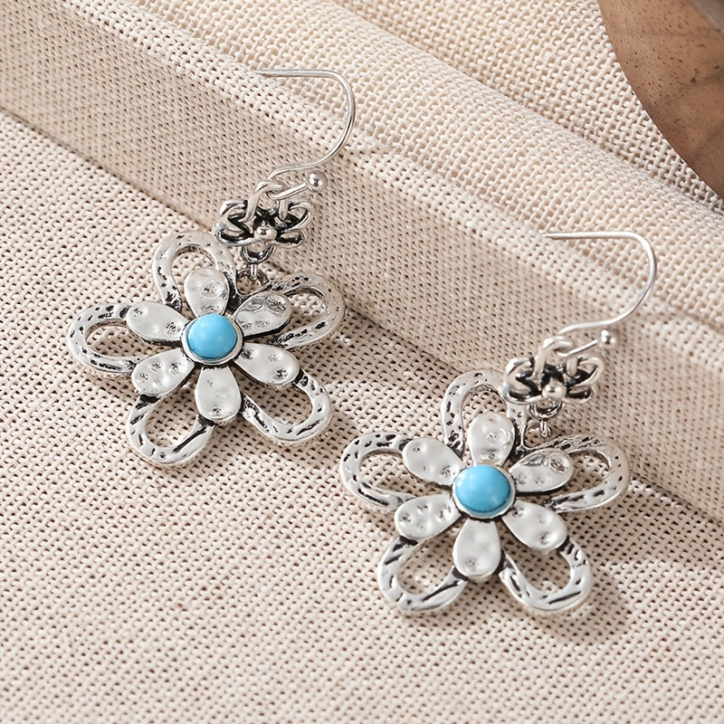 Orecchini a Goccia di Fiori Turchesi Vintage Bohemien