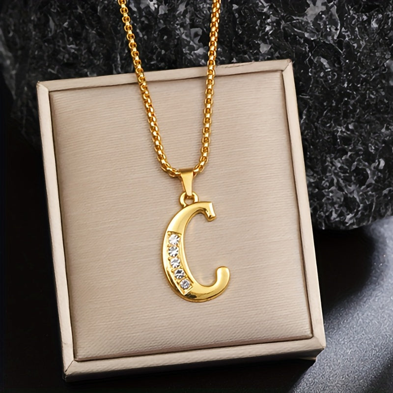 Collana con Iniziale in Cristallo | Oro