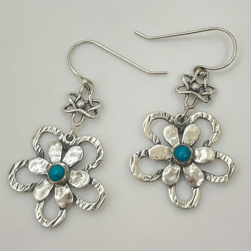 Orecchini a Goccia di Fiori Turchesi Vintage Bohemien