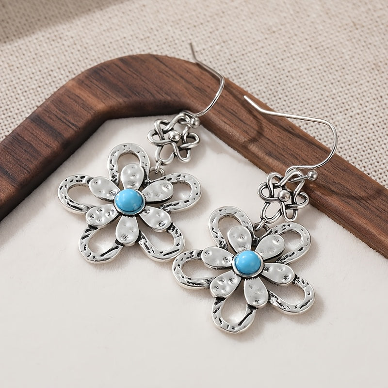 Orecchini a Goccia di Fiori Turchesi Vintage Bohemien