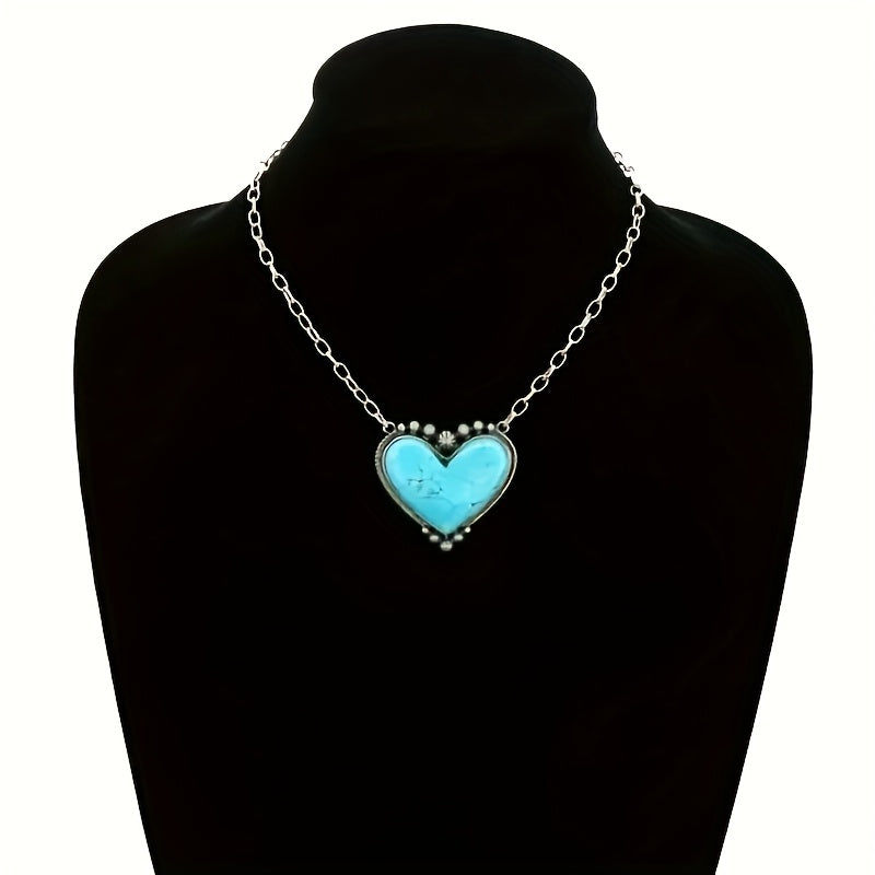 Collana con Pendente a Cuore Turchese Bohemien