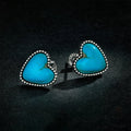 Orecchini a cuore in argento placcato turchese Boho