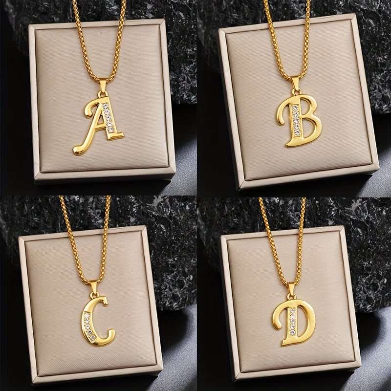Collana con Iniziale in Cristallo | Oro