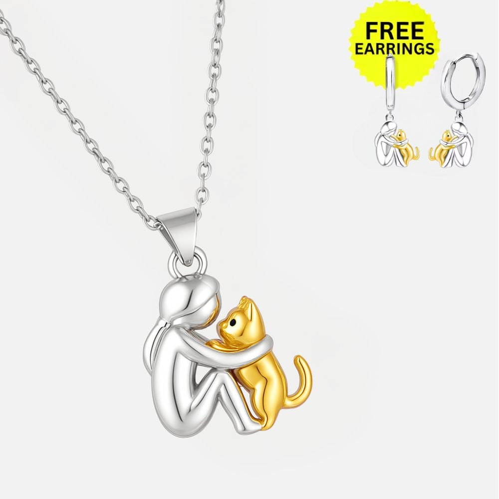 Collana con Pendente a Forma di Gatto con Orecchini in Omaggio – Offerta a Tempo Limitato