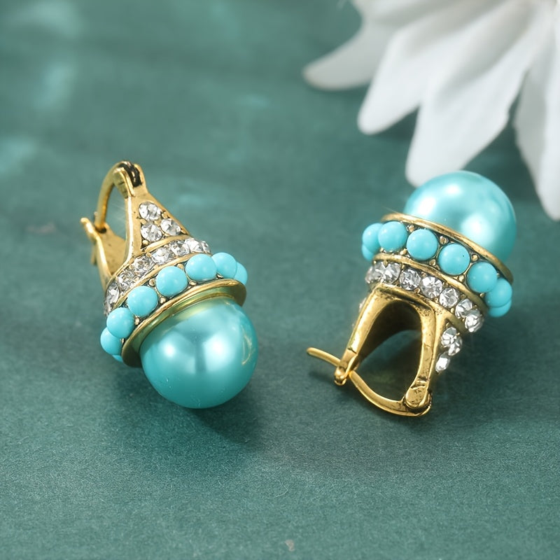Orecchini a cerchio in oro placcato con corona bohemien