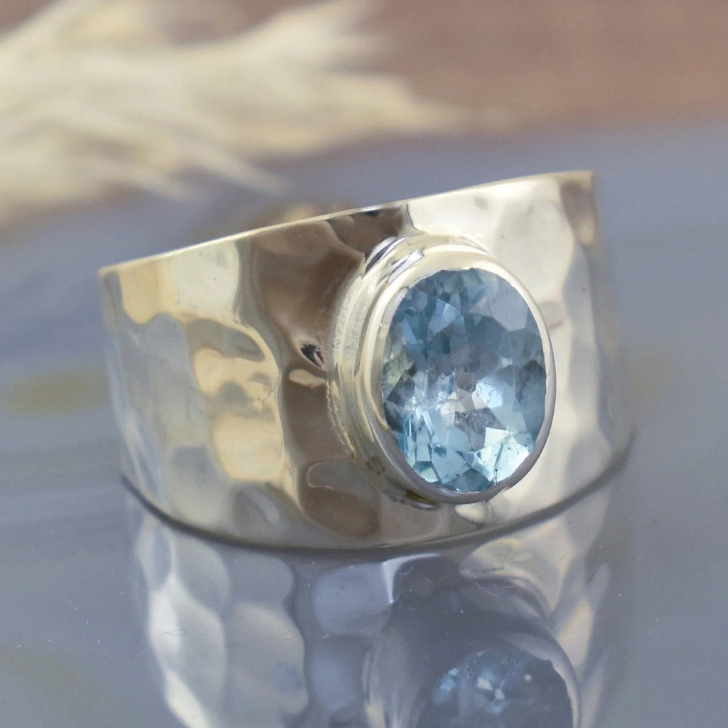 Anello in Zircone Blu Chiaro Vintage Bohemien Martellato
